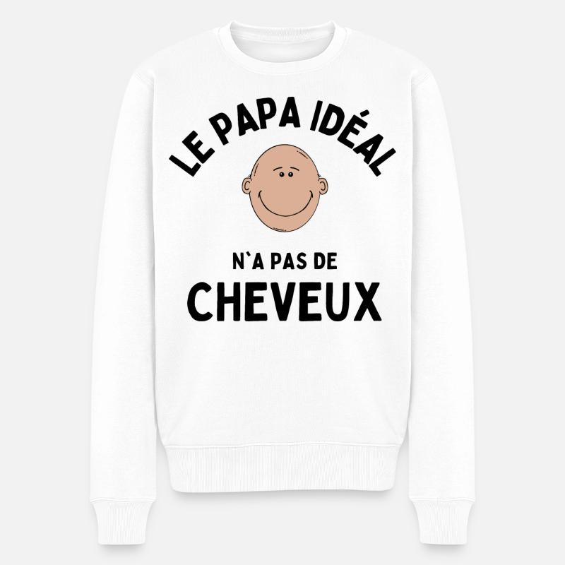 le papa ideal n'a pas de cheveux - Pull Premium bio Homme - blanc