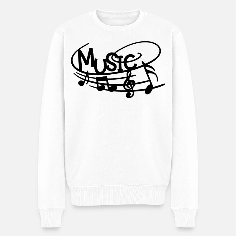 Musik in der Haut (Schwarz) - Männer Premium Bio Pullover - Weiß