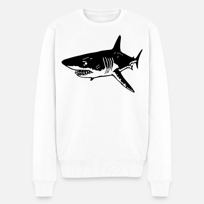 Der räuberische Schwarzhai - Männer Premium Bio Pullover - Weiß