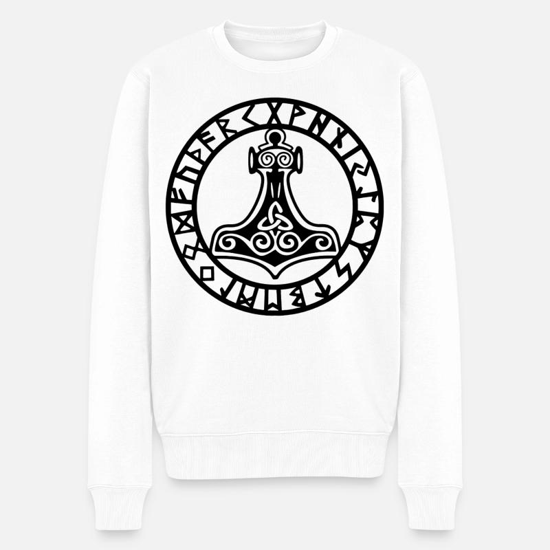 Marteau viking noir - Pull Premium bio Homme - blanc