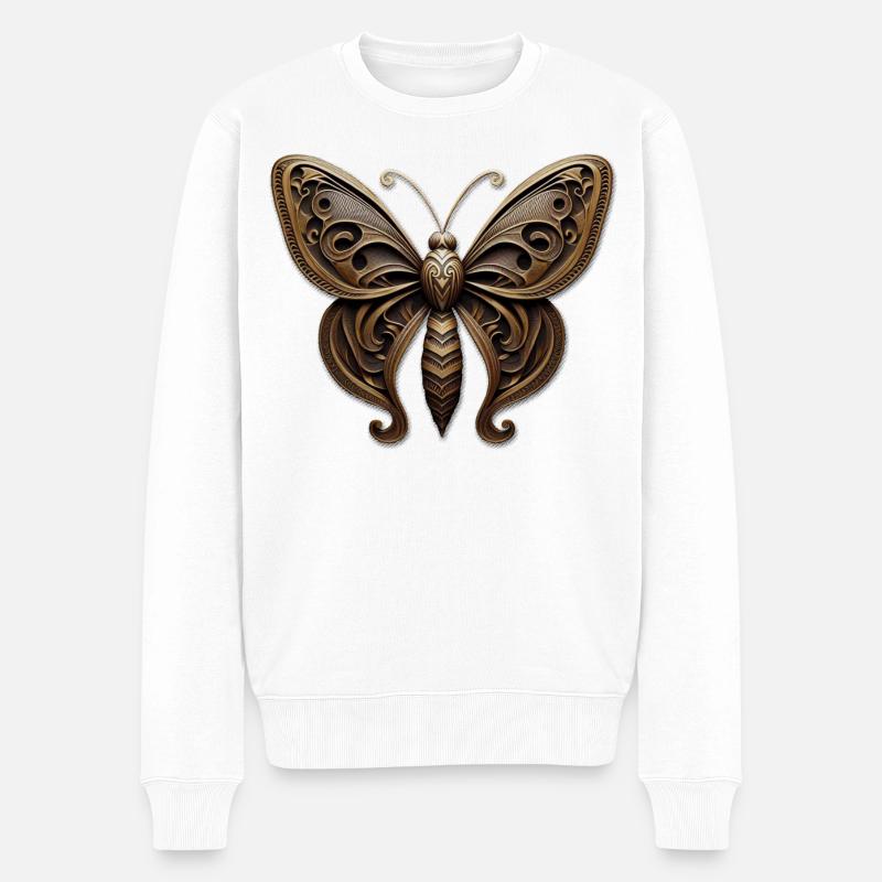 Ornement papillon steampunk - Pull Premium bio Homme - blanc