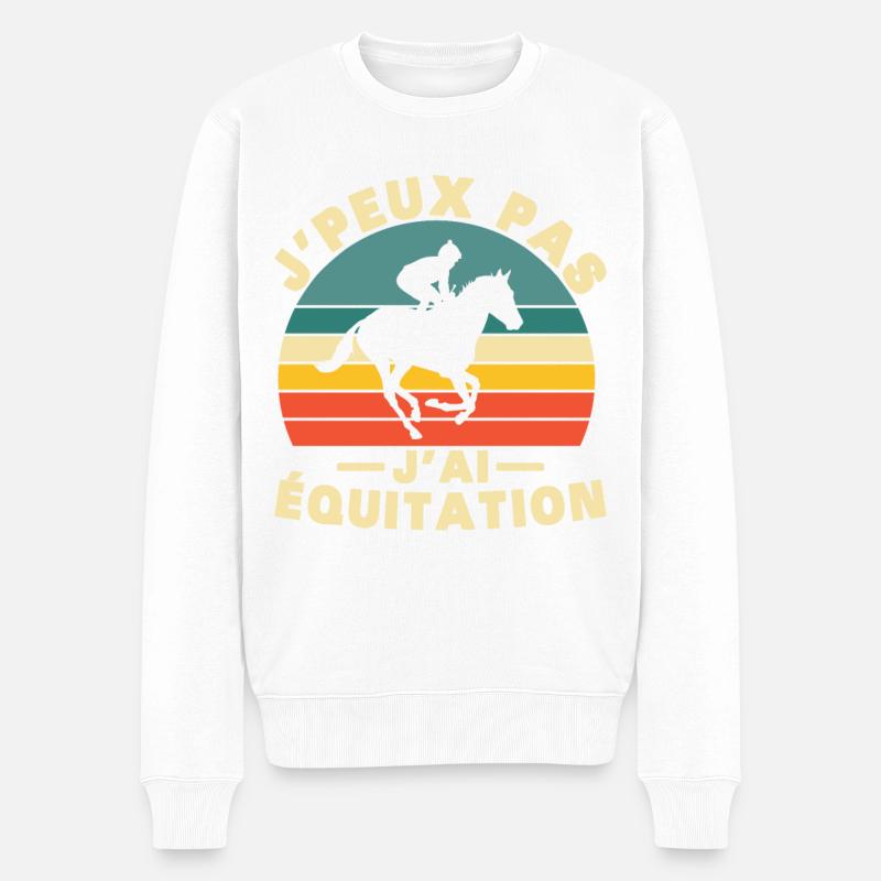 Ich kann nicht, ich habe Reiten Humor Geschenk - Männer Premium Bio Pullover - Weiß