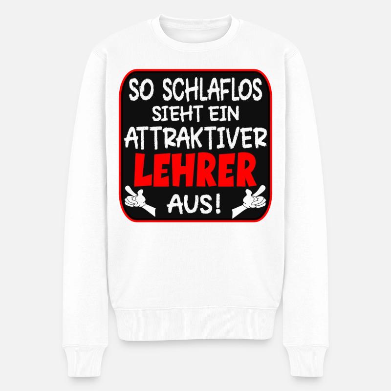 SCHLAFLOSER LEHRER LEHRAMT - Männer Premium Bio Pullover - Weiß