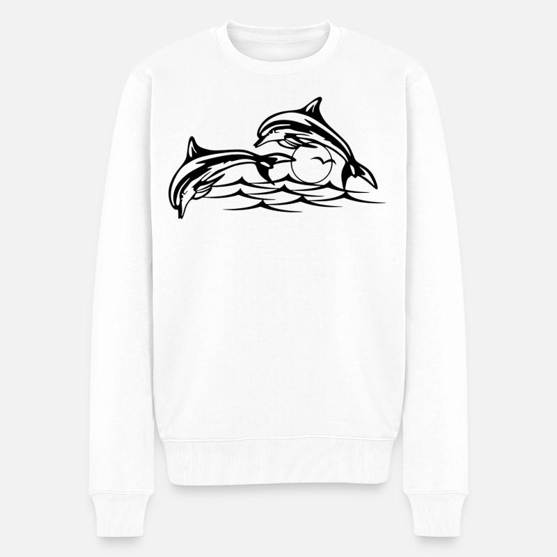 Les dauphins noirs - Pull Premium bio Homme - blanc