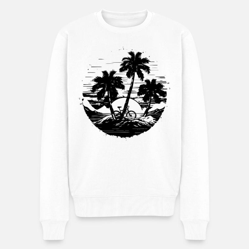 Mountainbiking Illustration - Männer Premium Bio Pullover - Weiß