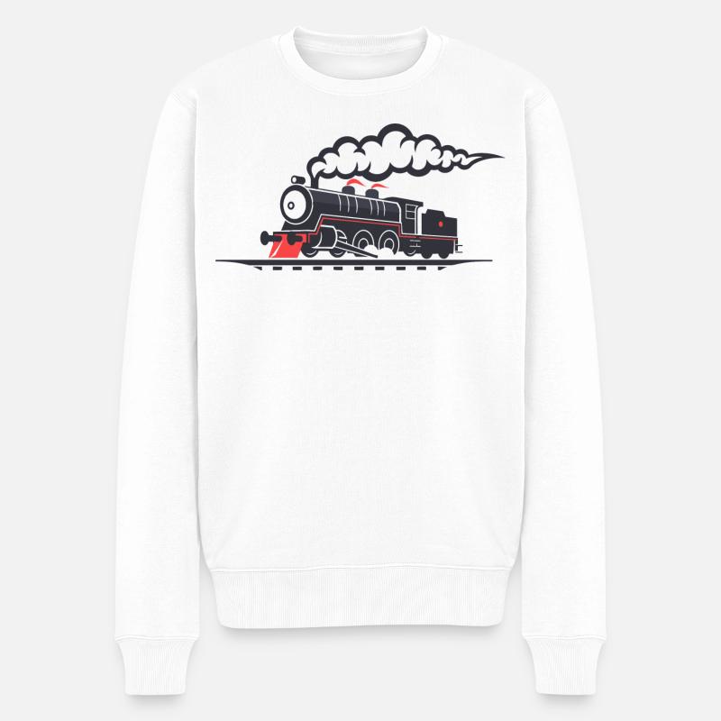 Eisenbahn - Männer Premium Bio Pullover - Weiß