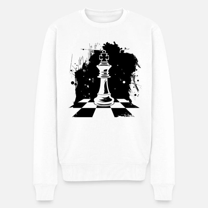Dessin de pièces d’échecs - Pull Premium bio Homme - blanc