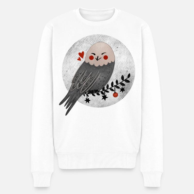 Weihnachtliche Eule - Männer Premium Bio Pullover - Weiß