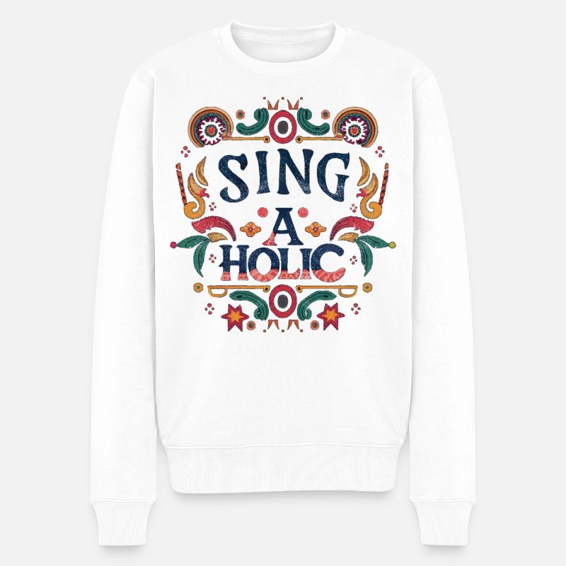 Sing-aholic - Männer Premium Bio Pullover - Weiß