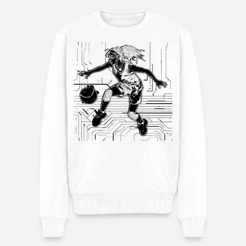 Weiblicher Basketballspieler - Männer Premium Bio Pullover - Weiß