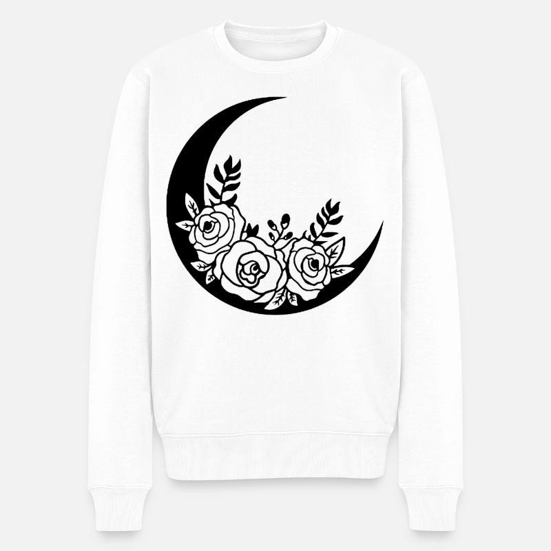 Lune fleurie noire - Pull Premium bio Homme - blanc