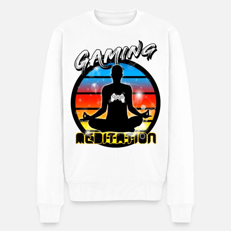 Level Gaming - Männer Premium Bio Pullover - Weiß