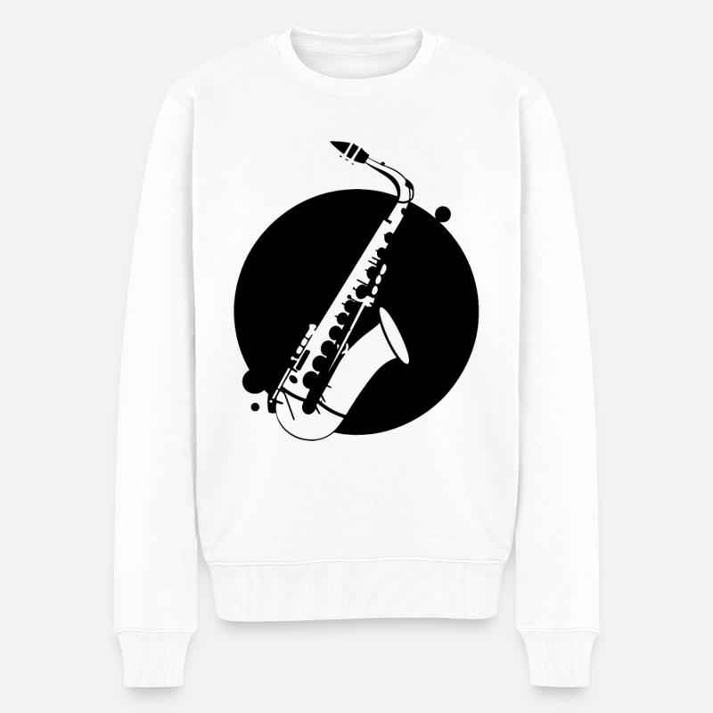 Saxophon - Männer Premium Bio Pullover - Weiß