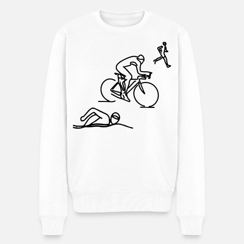 Triathlet Skizze - Männer Premium Bio Pullover - Weiß