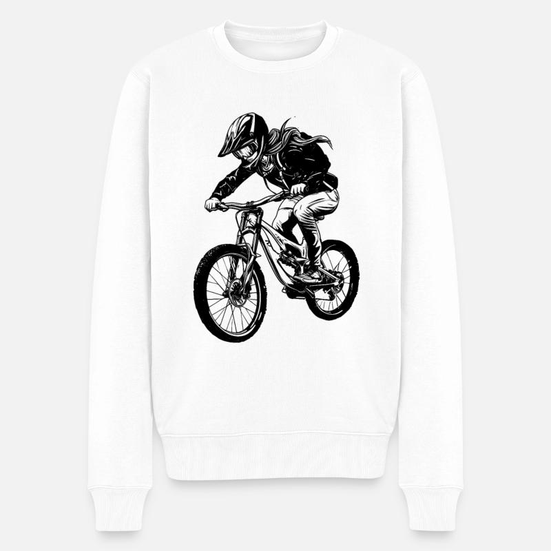Mountainbikerin - Männer Premium Bio Pullover - Weiß