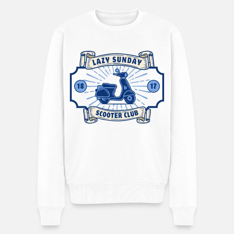 Lazy Sunday Scooter Club - Männer Premium Bio Pullover - Weiß