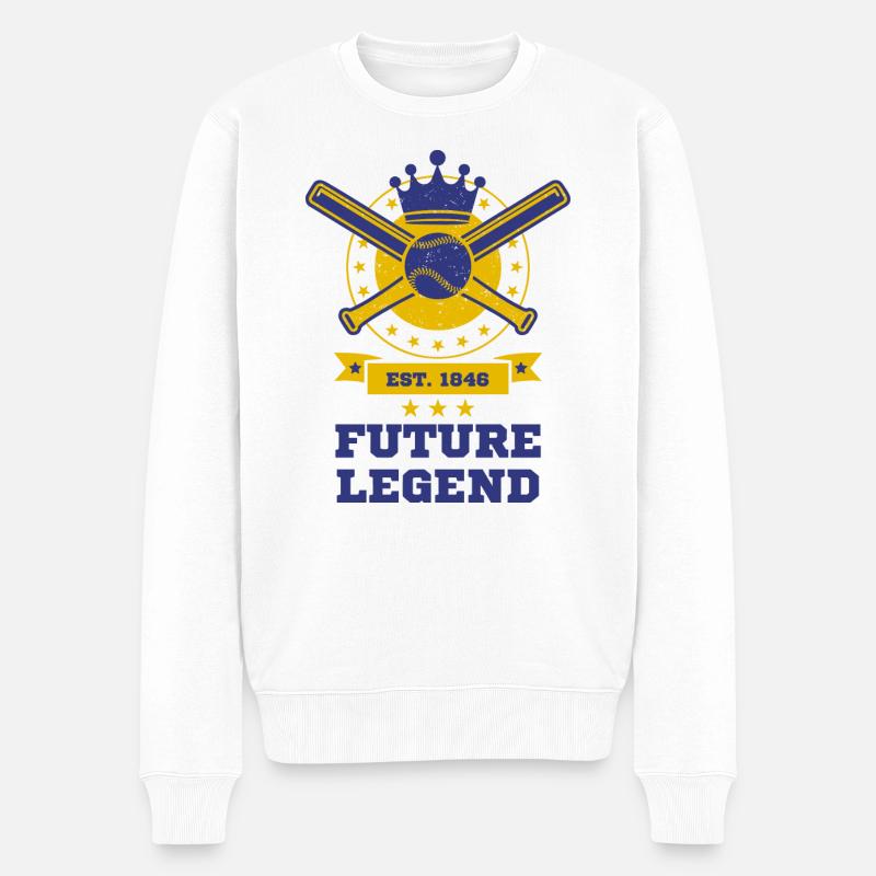 Future Legend Baseball - Männer Premium Bio Pullover - Weiß