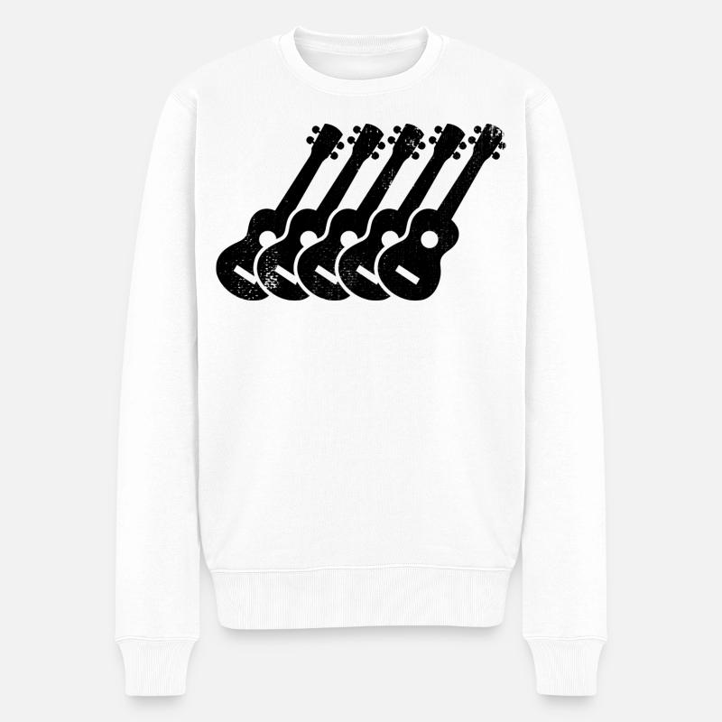 Ukulele Zeichnung - Männer Premium Bio Pullover - Weiß