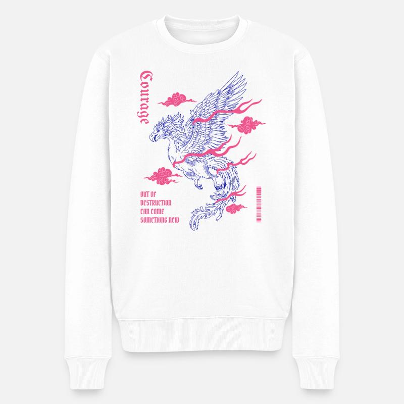 Courage – Phénix de la renaissance - Pull Premium bio Homme - blanc