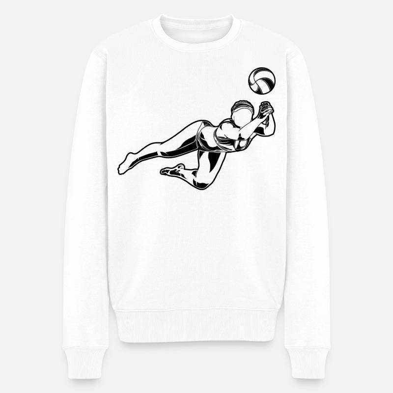 Beach Volleyballerin - Männer Premium Bio Pullover - Weiß