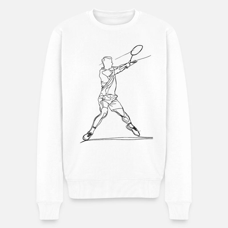Dessin d’un joueur de badminton - Pull Premium bio Homme - blanc