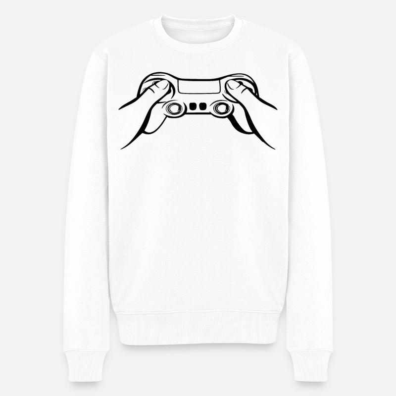 Gamecontroller schwarz - Männer Premium Bio Pullover - Weiß