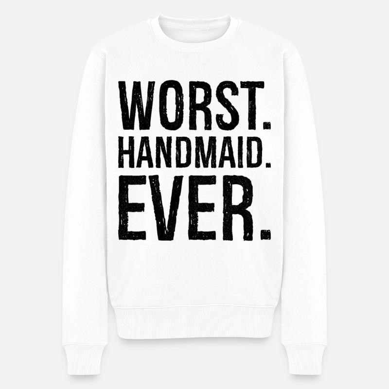 worst handmaid ever - Männer Premium Bio Pullover - Weiß