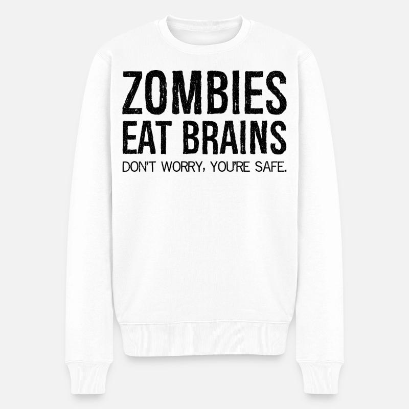 les zombies mangent des cerveaux - Pull Premium bio Homme - blanc