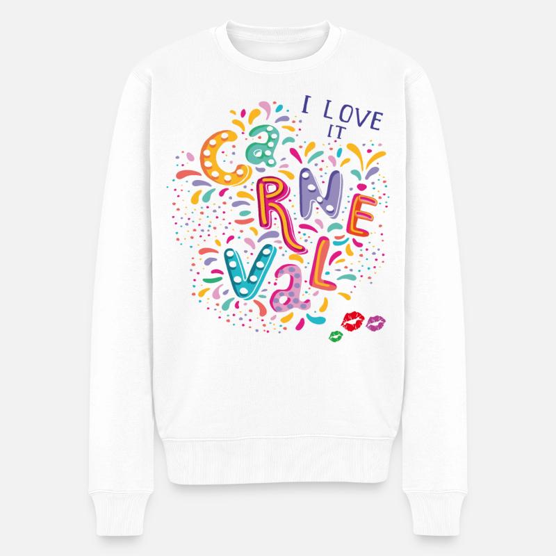 Carneval, Fasching Konfetti - Männer Premium Bio Pullover - Weiß