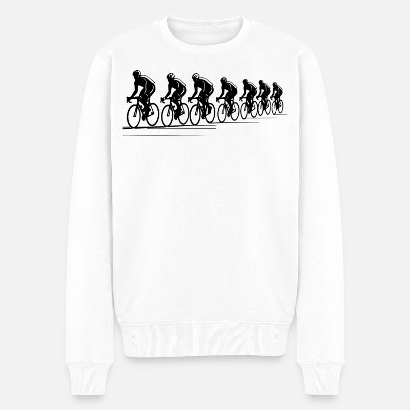 Radfahrer Zeichnung - Männer Premium Bio Pullover - Weiß