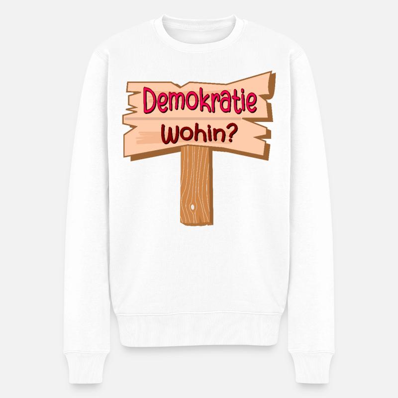 DEMOKRATIE PFAD - Männer Premium Bio Pullover - Weiß