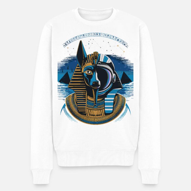 Himmlisches Anubis-Hybrid-Design - Männer Premium Bio Pullover - Weiß