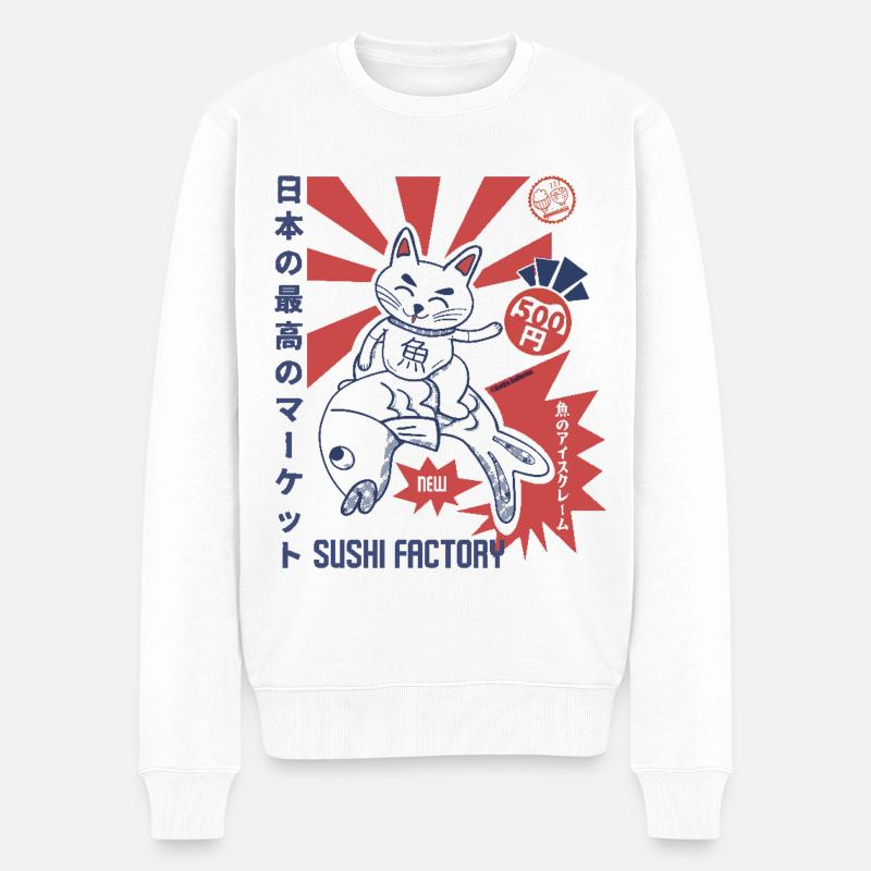 Sushi Factory Japanese sunburst - Männer Premium Bio Pullover - Weiß