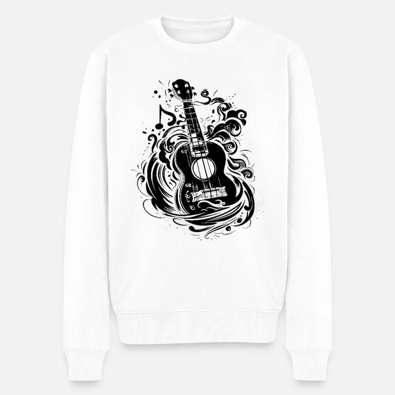 Ukulele - Männer Premium Bio Pullover - Weiß