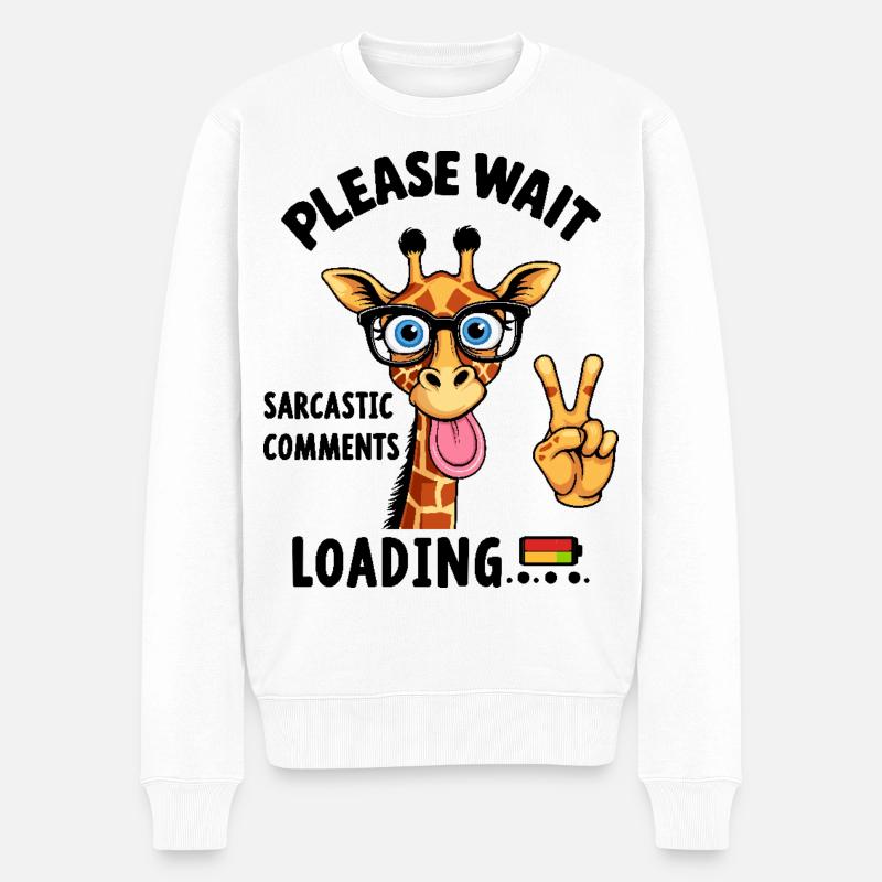 Lustige Giraffe - Männer Premium Bio Pullover - Weiß