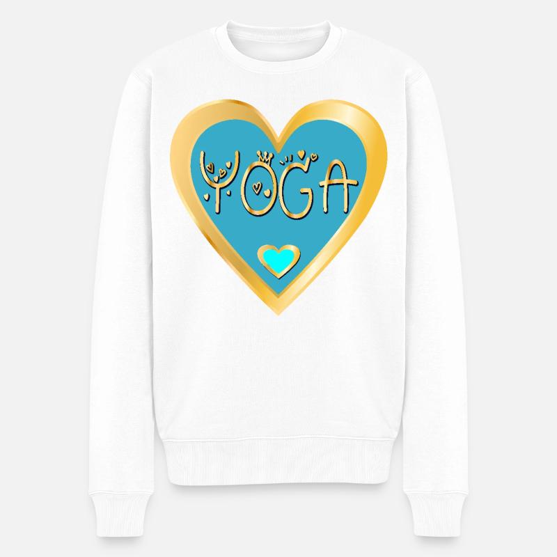 HERZ YOGA KRONE - Männer Premium Bio Pullover - Weiß