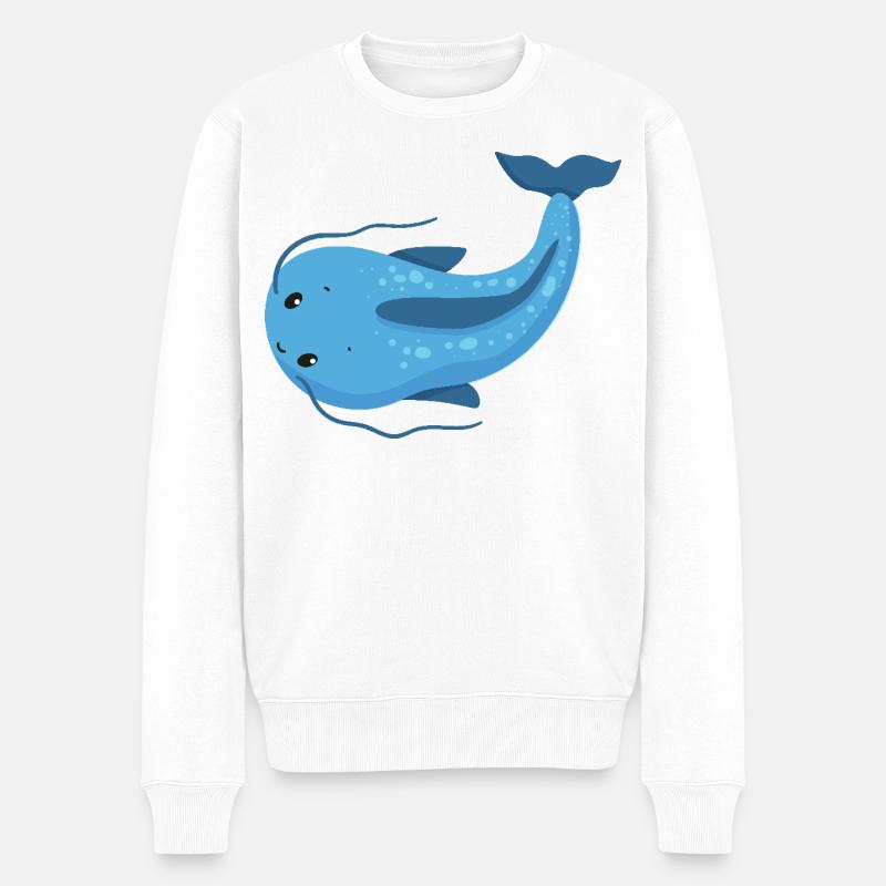 Poisson-chat distinctif - Pull Premium bio Homme - blanc