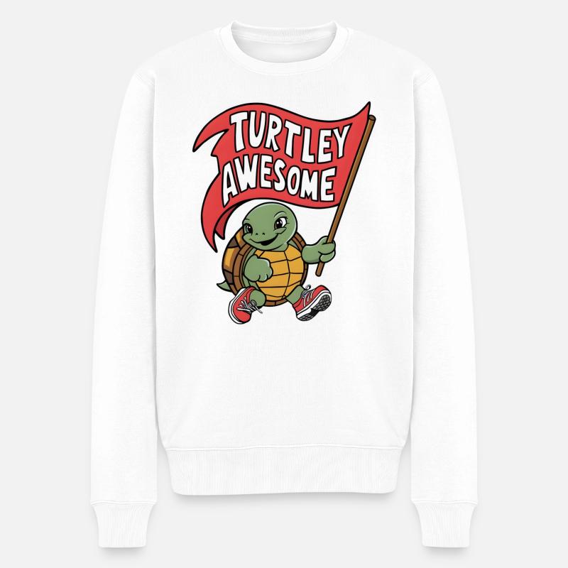 Turtley Awesome Flag Turtle - Männer Premium Bio Pullover - Weiß