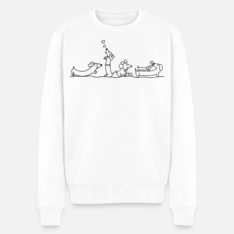 Liebevolle Dackelillustration - Männer Premium Bio Pullover - Weiß