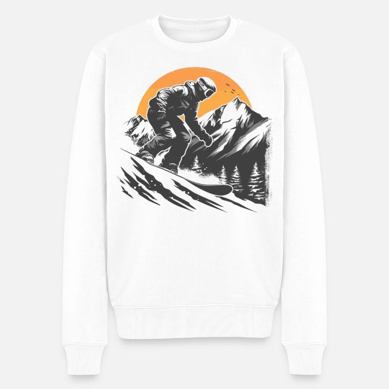 Snowboarder Zeichnung - Männer Premium Bio Pullover - Weiß