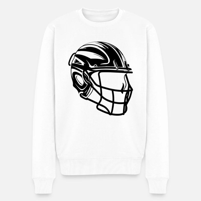 Lacrosse Helm Zeichnung - Männer Premium Bio Pullover - Weiß