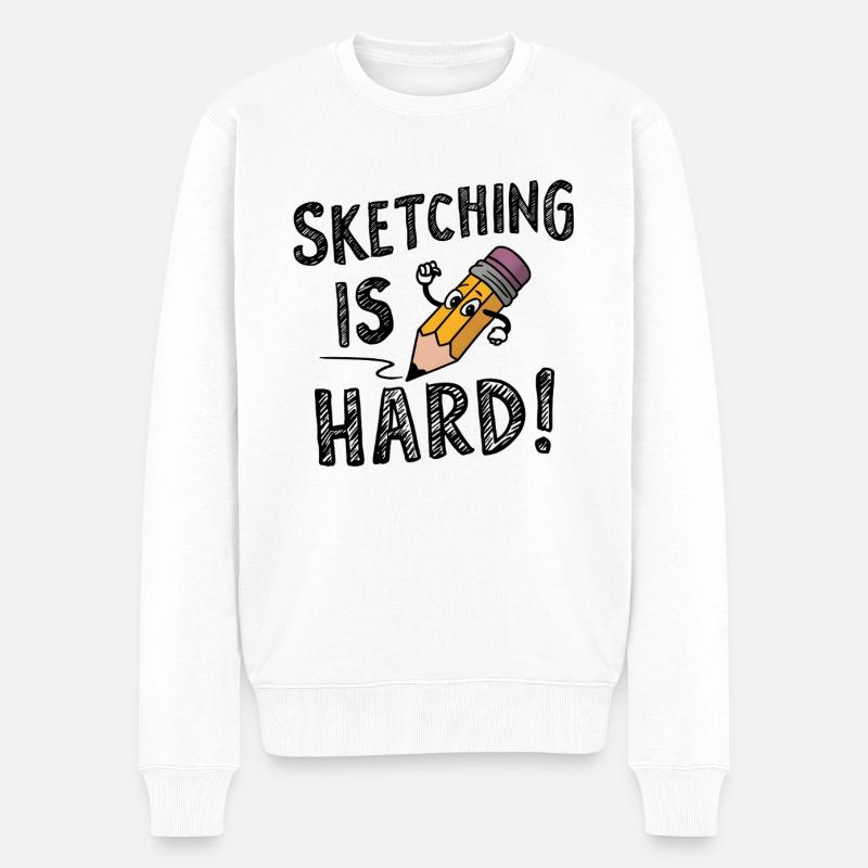 Sketching is hard - Männer Premium Bio Pullover - Weiß