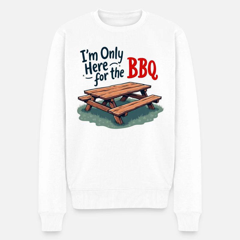 Only Here for the BBQ - Männer Premium Bio Pullover - Weiß