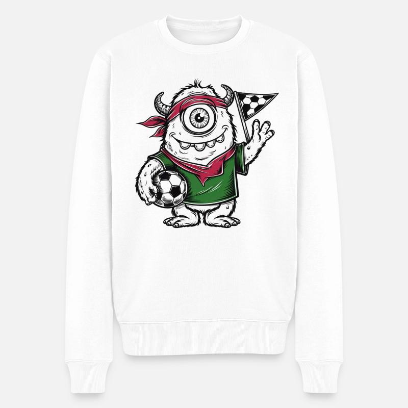 3 MonsterFussball - Männer Premium Bio Pullover - Weiß