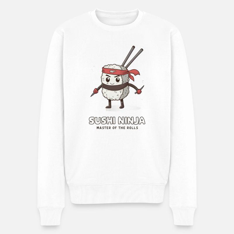 Sushi Ninja - Maître des Rolls - Pull Premium bio Homme - blanc