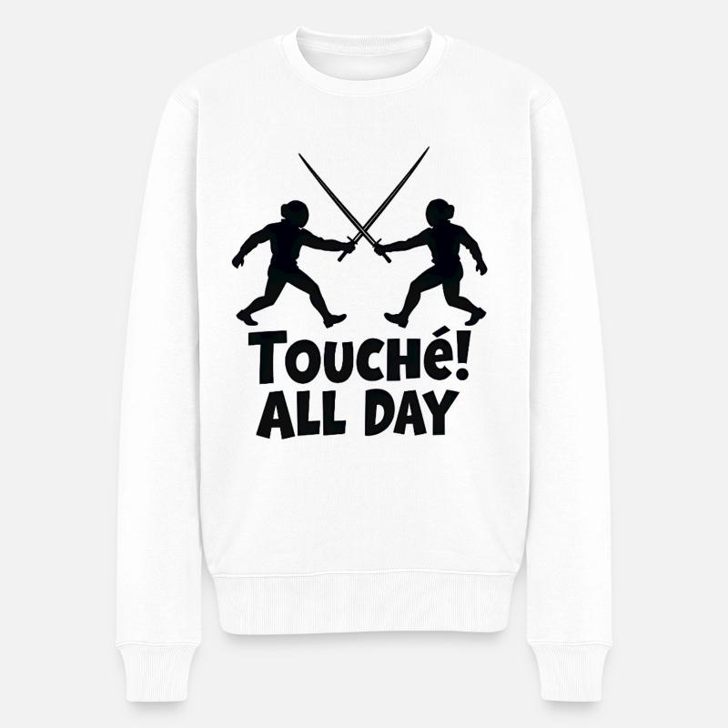 Touché! All Day - Männer Premium Bio Pullover - Weiß
