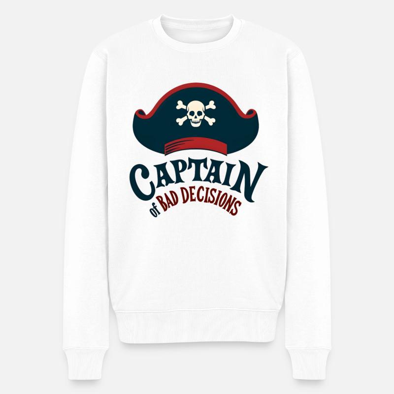 Captain of Bad Decisions - Männer Premium Bio Pullover - Weiß