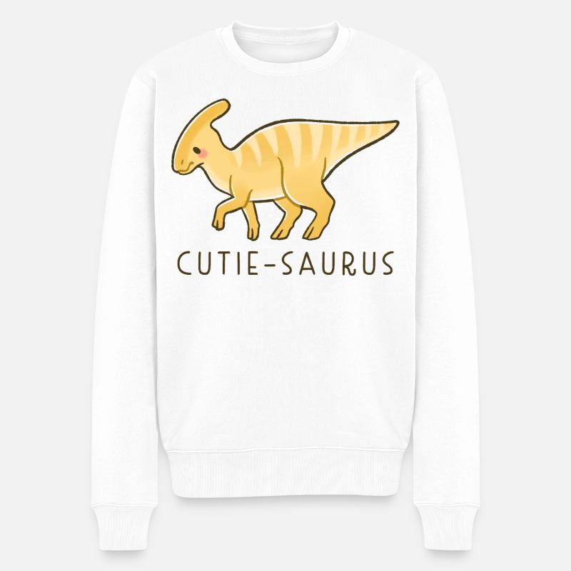 Süßer Dino Cutie-Saurus - Männer Premium Bio Pullover - Weiß