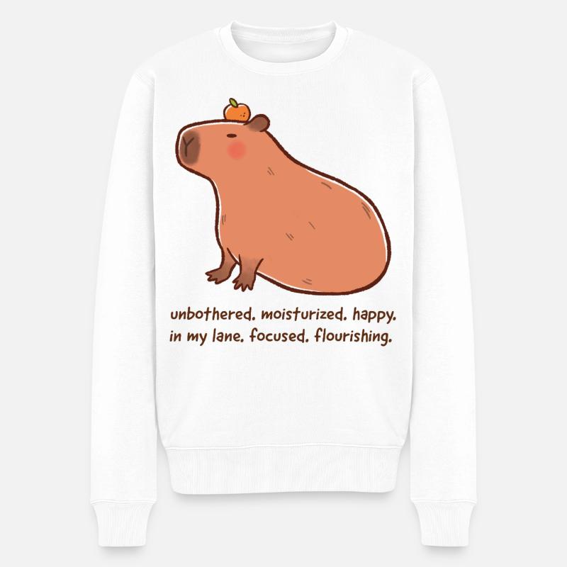 Capybara détendu – Humeur épanouie - Pull Premium bio Homme - blanc