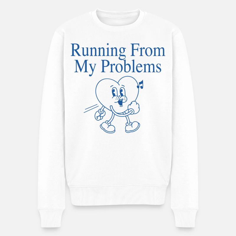 Laufendes Herz – Running From My Problems - Männer Premium Bio Pullover - Weiß